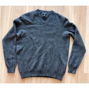 Club Room Luxury L Charcoal Grey V-Neck Sweater 100% Cashmere Men's